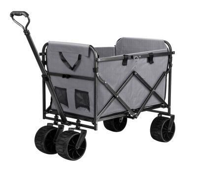 Heavy Duty Collapsible Folding Wagon Utility Outdoor Camping Garden Cart with Universal Wheels &amp; Adjustable Handle