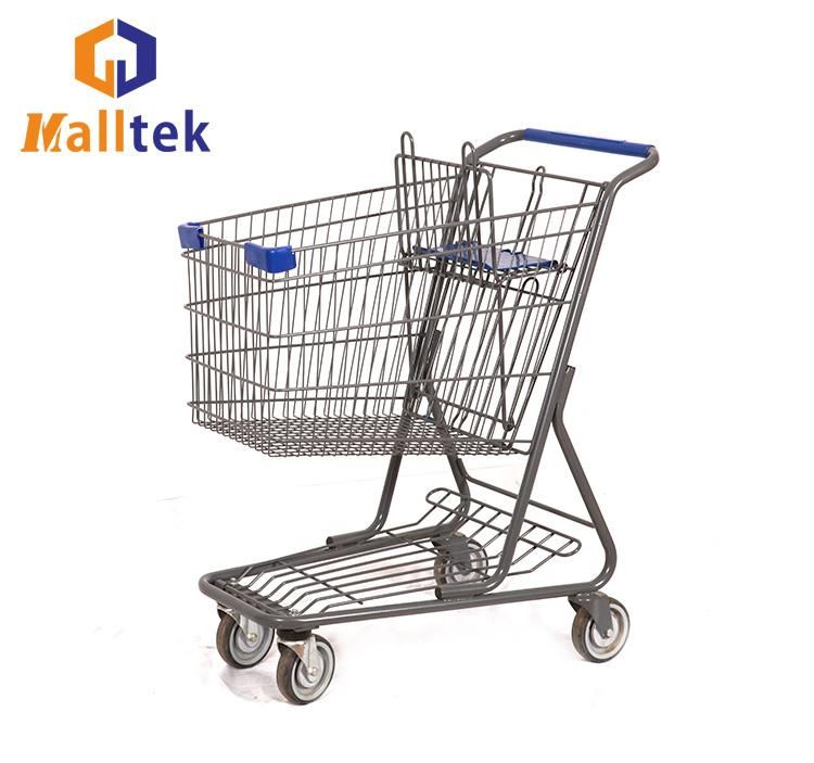 American Style Metal Supermarket Shopping Carts Trolley with Baby Seat