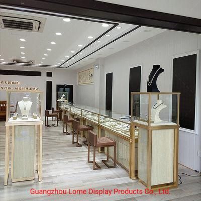 Custom Modern Stainless Steel Diamond Cabinet Glass Jewelry Display Showcase for Shop