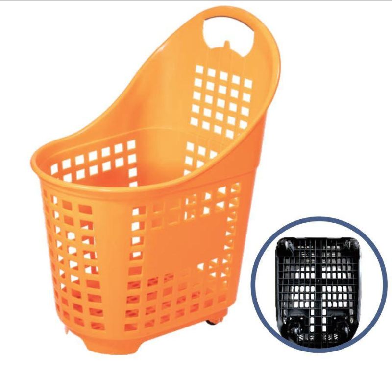 New Plastic Supermarket Trolley Four Wheels Large Hand Shopping Basket