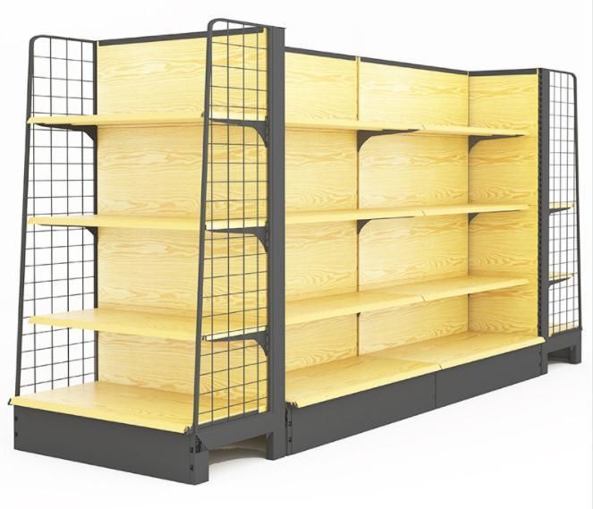 Double-Sided Supermarket Shelf with Wire Shelf System for Supermarket