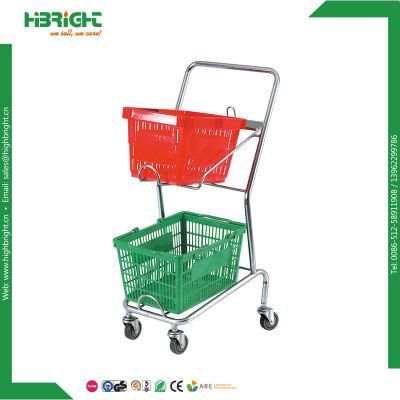 Highbright 2-Tier Shopping Cart Double Basket Trolley