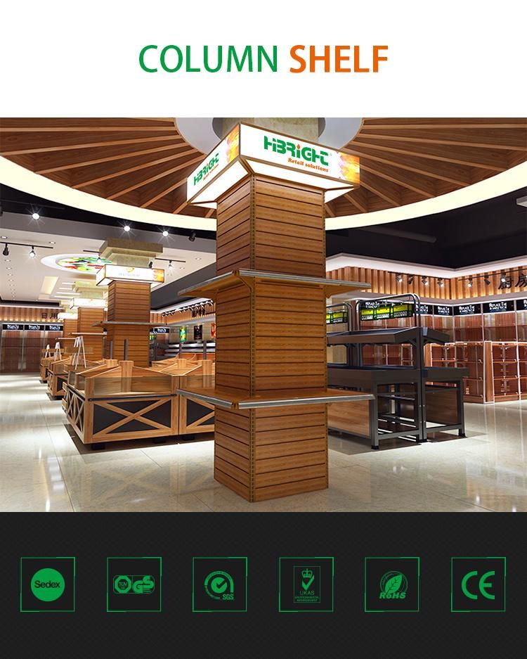 Supermarket Column Cover Slat Wall Gondola Shelving Display Rack