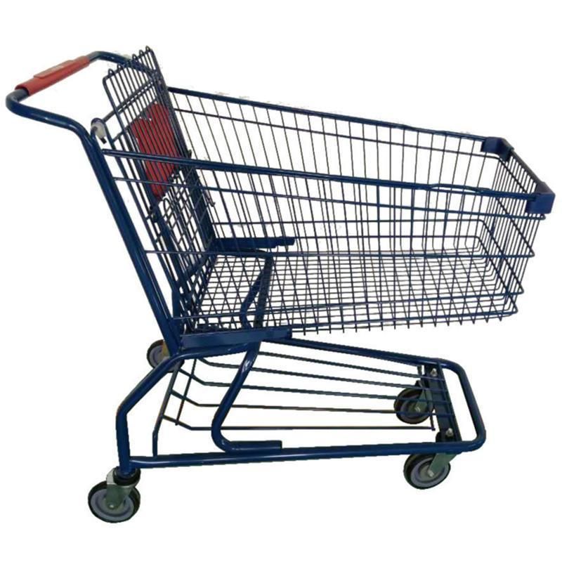 Hot Sale Metal Stainless Steel Supermarket Push Cart Foldable Mini Shopping Cart Shopping Trolley with Seat