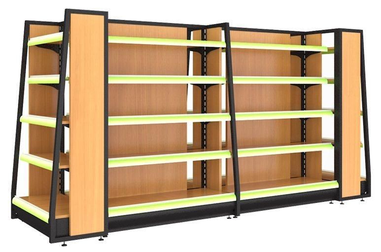 Miniso Gondola Supermarket Shelf for Wood Retail Stores 5 Tier Adjustable Shelving