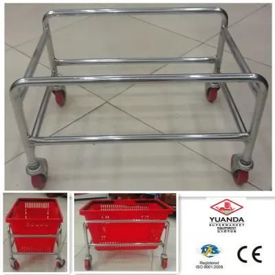 Supermarket Shopping Basket Metal 4 Wheeles Stackers Holder