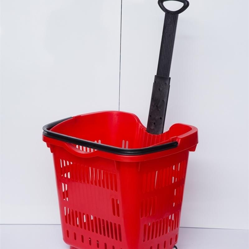 Single Handle Supermarket Basket with Wheels