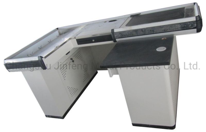 Supermarket Motor Checkout Counter Cashier Desk with Conveyor Belt