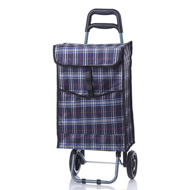 Best Selling Customized Classical Collapsible Foldable Removable Plaid Fabric Trolley Shopping Cart