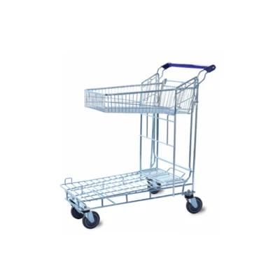 Hot Selling High Quality Double Layer Galvanized Warehouse Flat Trolley