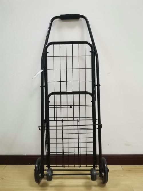 Black Iron Supermarket Shopping Trolley Steel Folding Cart