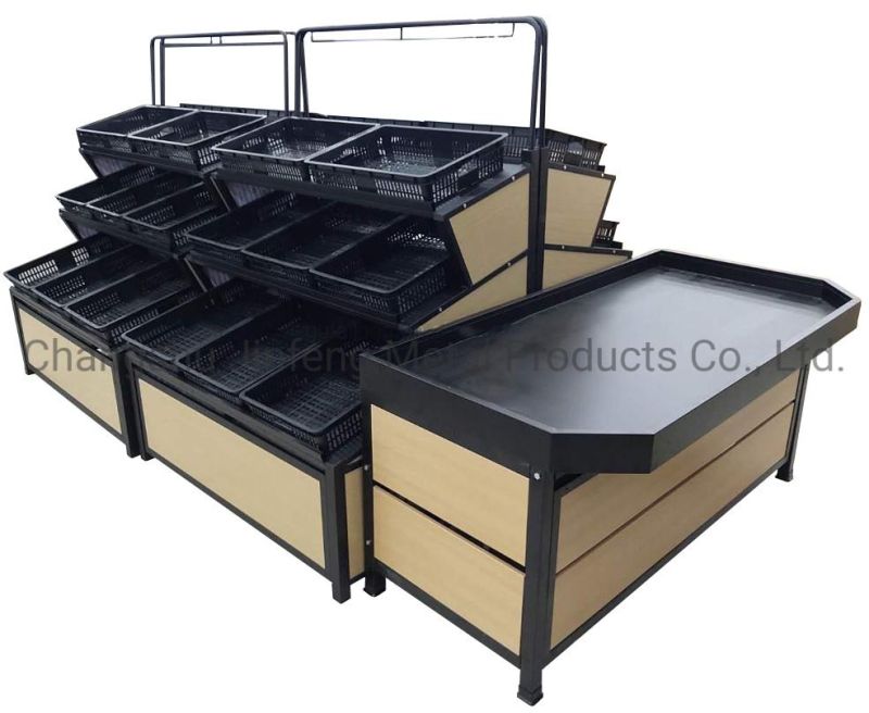 Supermarket Equipment Vegetable Display Rack Wooden Racking