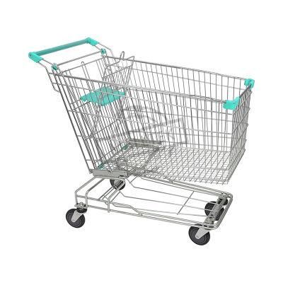 Powder Metal Powder Coating Asian 210L Grocery Shopping Cart