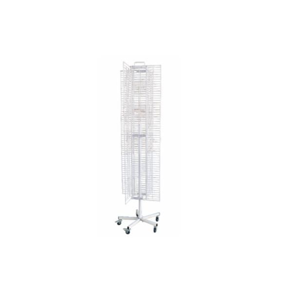 Movable Metal Wire Display Rack with Four Wheels and Four-Sides Grids