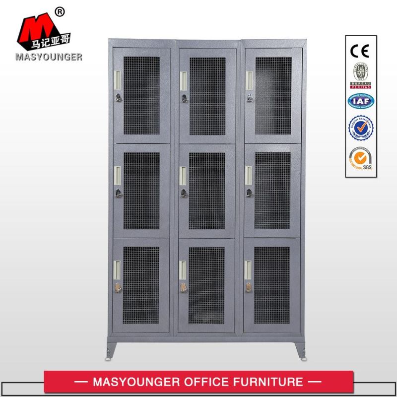 Heavy Duty 9 Door Metal Ventilated Clothing Storage Locker