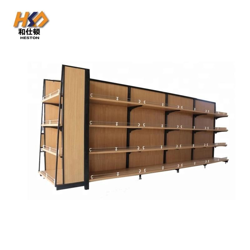 Factory Wholesale Custom Modern Detachable Steel-Wood Combination Display Rack Supermarket Shelf