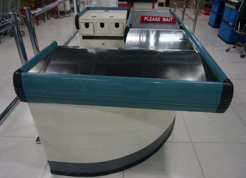 Supermarket Stainless Steel Electric Cashier Counter Retail Design Cashier Counter