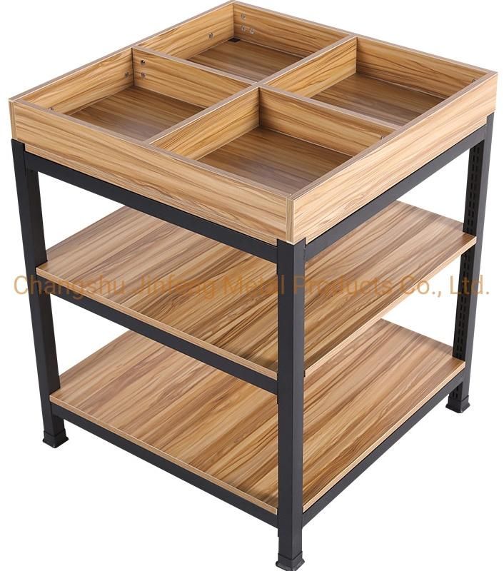 Supermarket Steel-Wood Shelf Beverage Promotional Display Counter