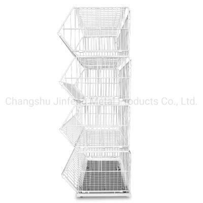 Supermarket Wire Stackable Rack Multi-Layer Metal Storage Shelves Wire Display Basket