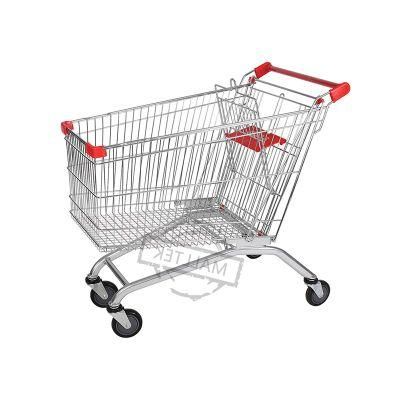 European Style Zinc Galvanized Shopping Trolley with Baby Seat