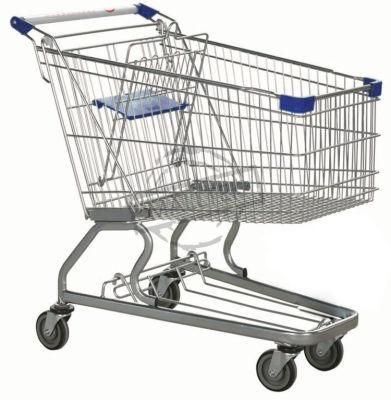 German Supermarket Chrome Surface Shopping Push Trolley Cart