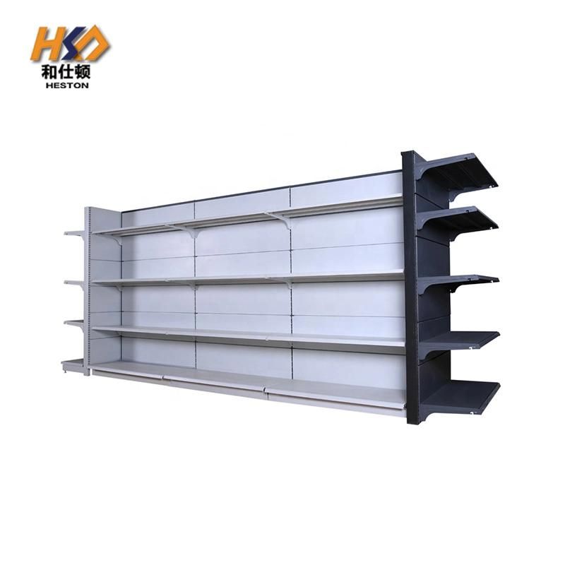 Double Sided Supermarket Shelf with Wire Shelf Shelving System Used in Supermarket