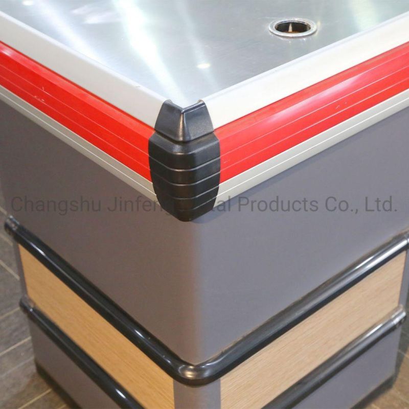 Supermarket Shelf Cashier Table Electric Checkout Counter with Conveyor Belt