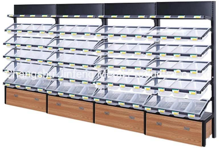 Supermarket Wooden Shelves for Bulk Food Wooden Display Racking