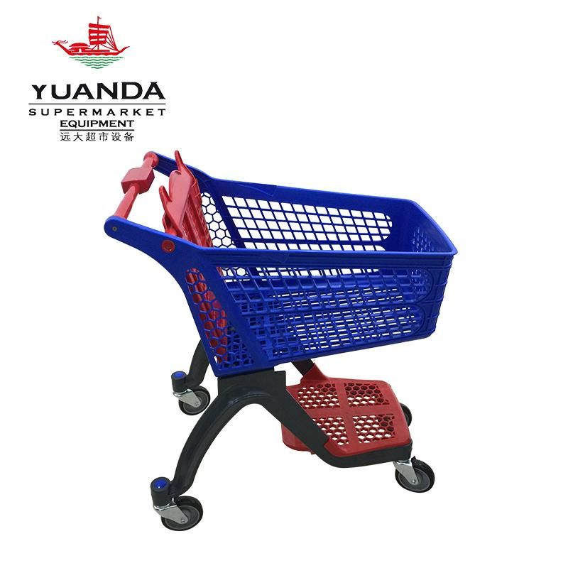 New Design Pure Plastic Hand Push Shopping Trolley for Supermarket Shop