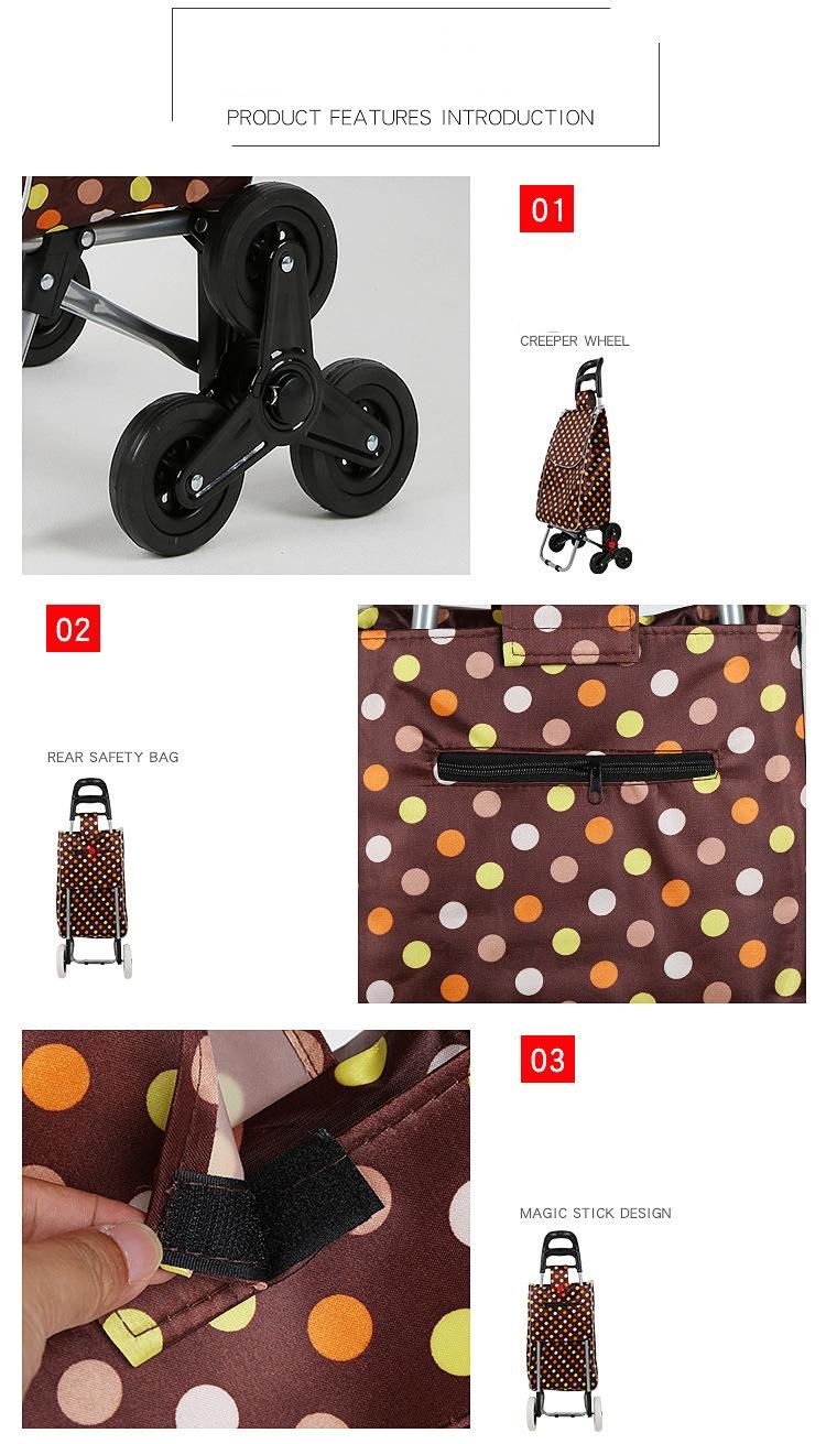 Promotional Collapsible Portable Luggage Useful Vegetable Folding Shopping Trolley Bag with Wheels