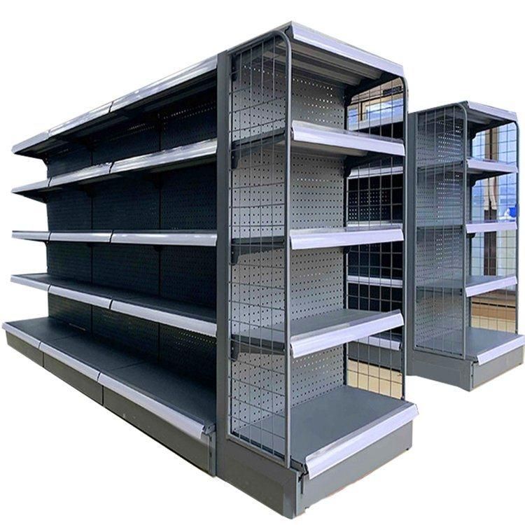 Double-Sided Supermarket Shelf with Wire Shelf System for Supermarket