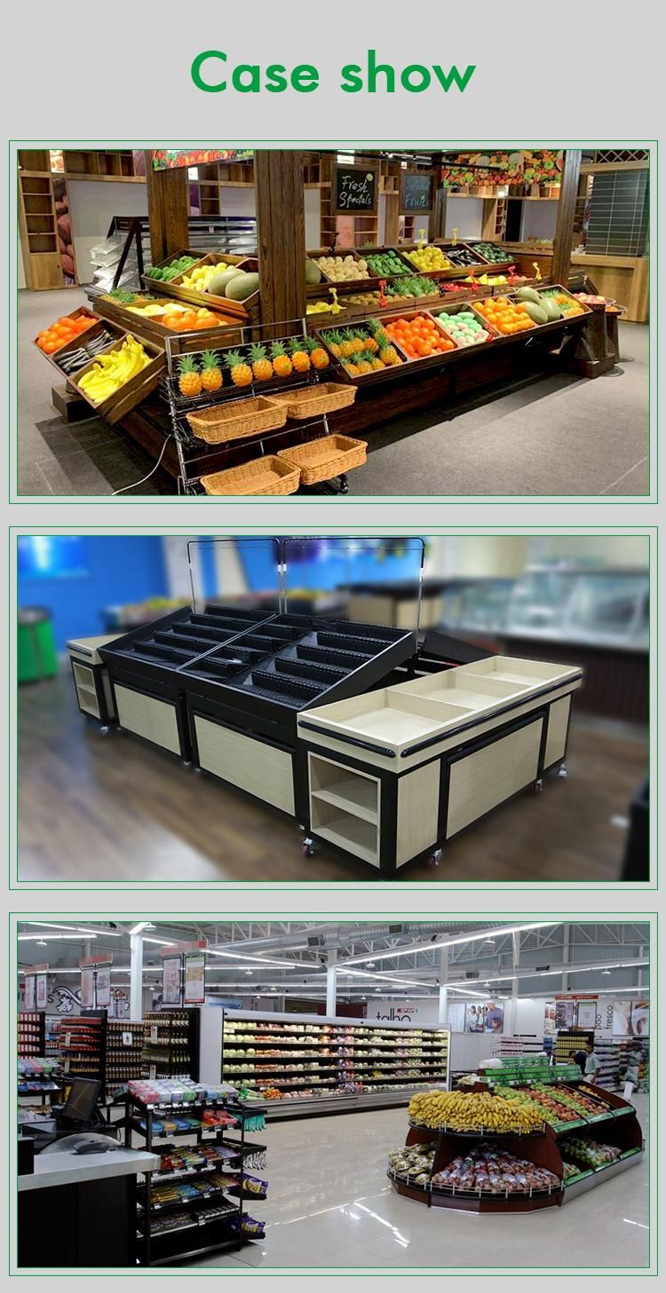 Supermarket Wooden Wall Vegetable Display Shelf