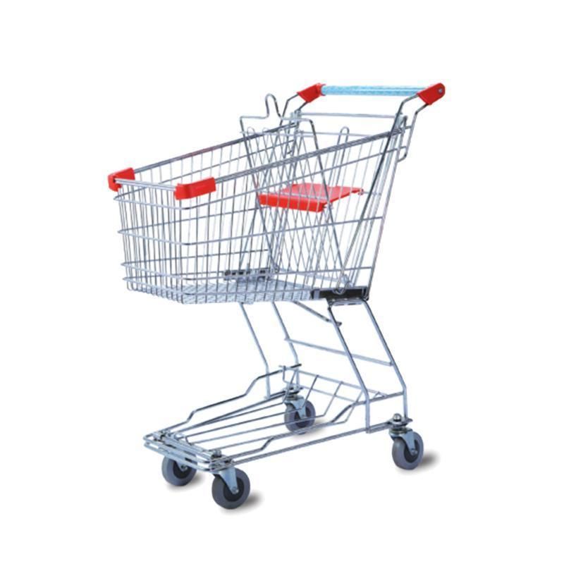 Volume 60-240L Supermarket Metal Shopping Trolley Cart with 4 Wheels