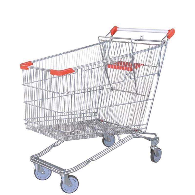 Best Supermarket Shopping Cart Four Wheels Metal Shopping Trolley