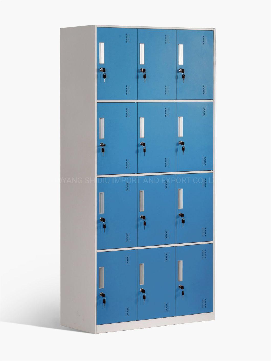 Four Tier Three Wide 12 Doors School Box Locker for Students