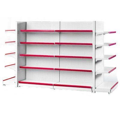 Red Gondola Shelf Metal Store Retail Shop Grocery Shelf Warehouse Stacking Racking