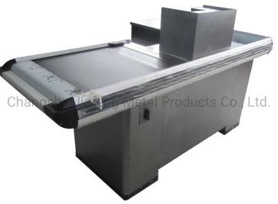 Supermarket Customized Checkout Counter Cashier Desk with Conveyor Belt