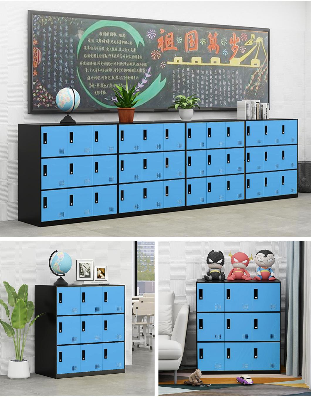 Small Metal 9 Door Cabinet School Lockers with Key Lock