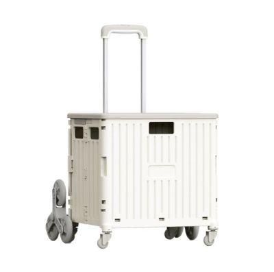 Factory High Quality Plastic Rolling Foldable Supermarket Cart Folding Grocery Trolleys