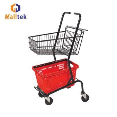 High Quality Supermarket Shopping Double Layers Hand Basket Trolley Cart