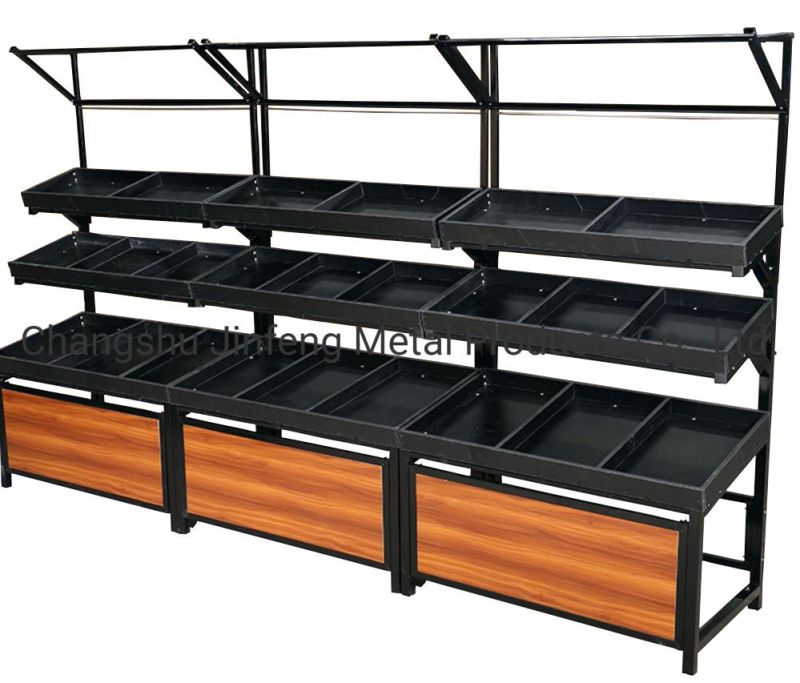 Supermarket Shelves Vegetable and Fruit Display Racks with Wood