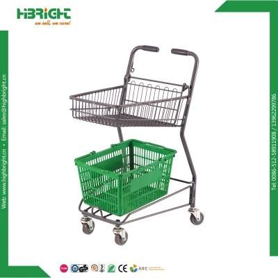 Two Plastic Shopping Basket Cart Trolley with Wheels