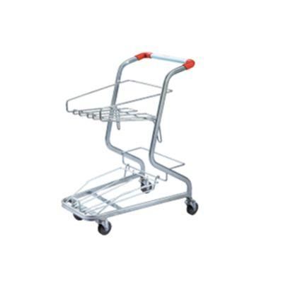 New Supermarket 3 Inch Wheels Galvanized Three Basket Storage Cart