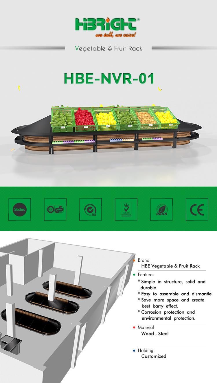 Vegetable and Fruit Display Rack for Supermarket with Competitive Price