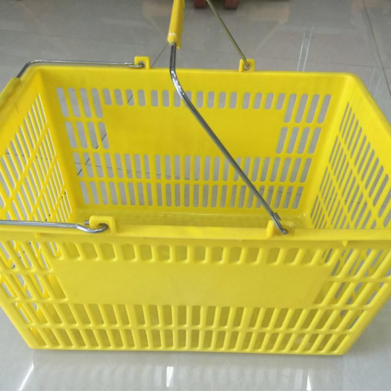 Supermarket Hand Basket with Metal Handles