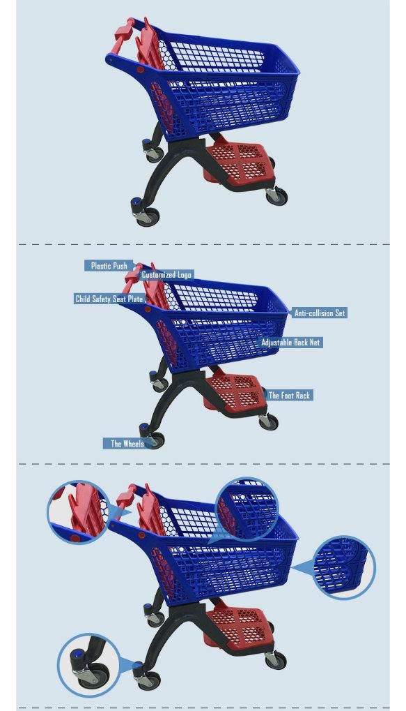 Supermarket New Design Trolley Wholesale Full Plastic Shopping Cart