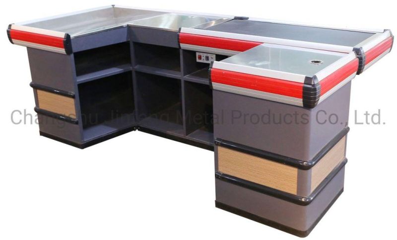 Supermarket Electric Cashier Desk with Conveyor Belt