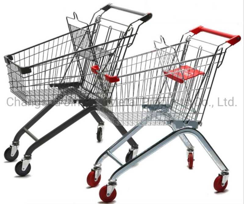 Supermarket Equipment Shopping Carts Metal Trolleys with Wheels Jf-T-001