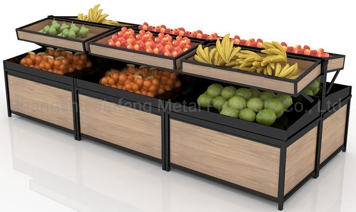 Supermarket Wooden Display Rack for Vegetable and Fruit