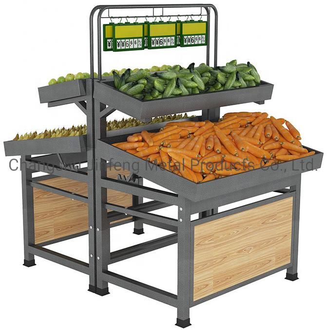 Supermarket Display Rack Fruit and Vegetable Wooden Display Shelving